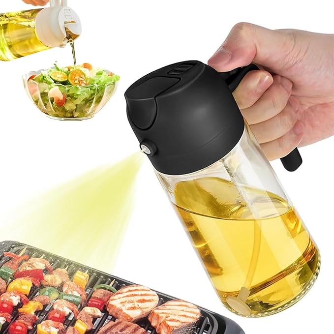 Hot Sale 450ml 2-in-1 Glass Leak-proof Oil Dispenser And Olive Oil Bottle Spray/invert Integrated Cooking Oil Pot
