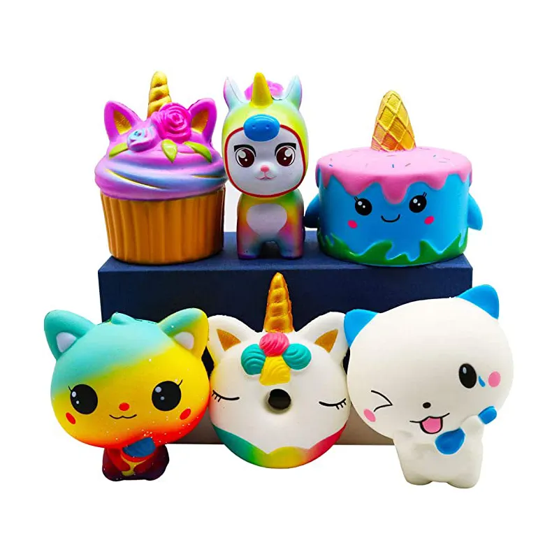 Amazon New Product 6pcs Soft Candy Toy Sets Giant Unicorn Cake Doughnut Squishy fidget Toy Christmas Birthday Presents For Kids