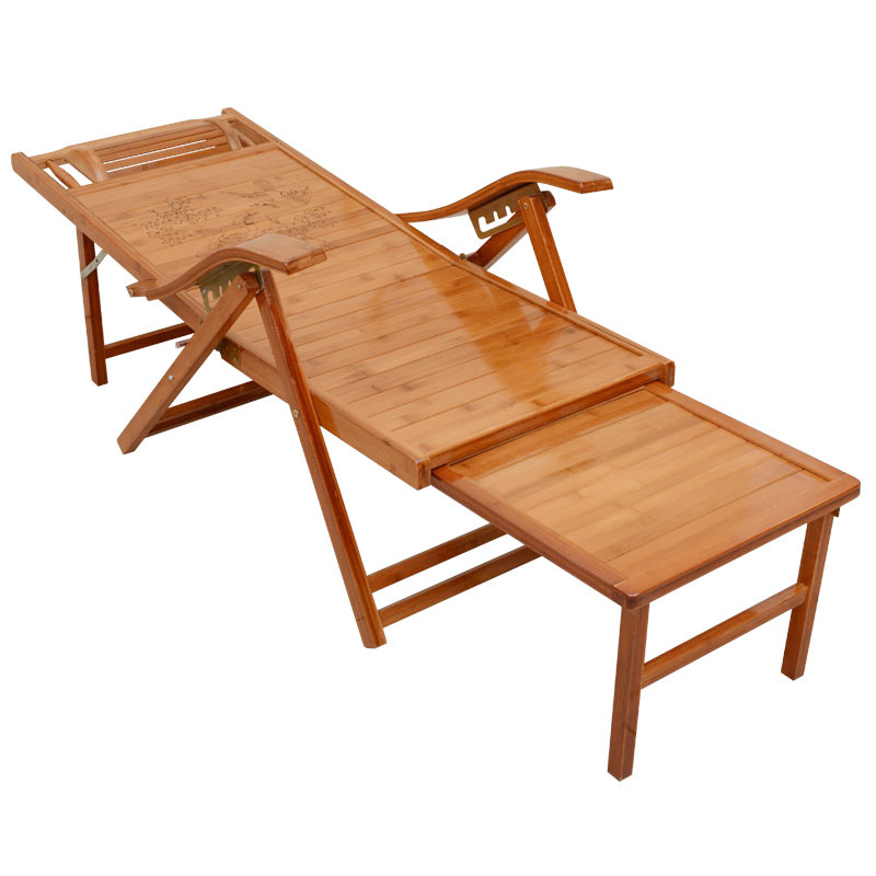 Household adult single recliner solid wood nap outdoor rocking chair balcony bamboo lunch break summer adult leisure folding cha