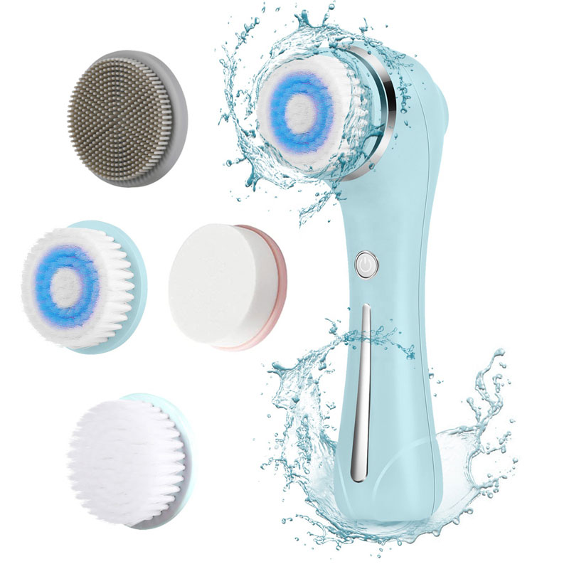 High Quality Sonic Silicone Facial Cleansing Brush Electric Face Brush with 2 Speed 4 Brush Heads