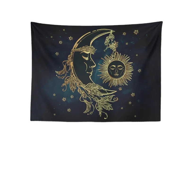 Custom Living Room Hippie Bohemian Tapestry Sun Moon Tapestry Mandala