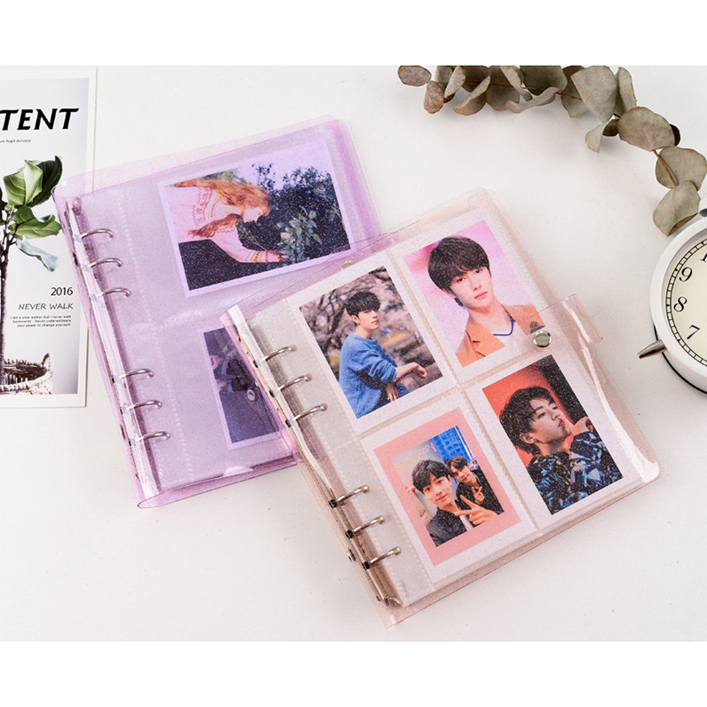 ПВХ портативный фотоальбом желе Блестящий цветной альбом для мини Instax и визитной карточки Kpop звёзды фотография связывающее устройство