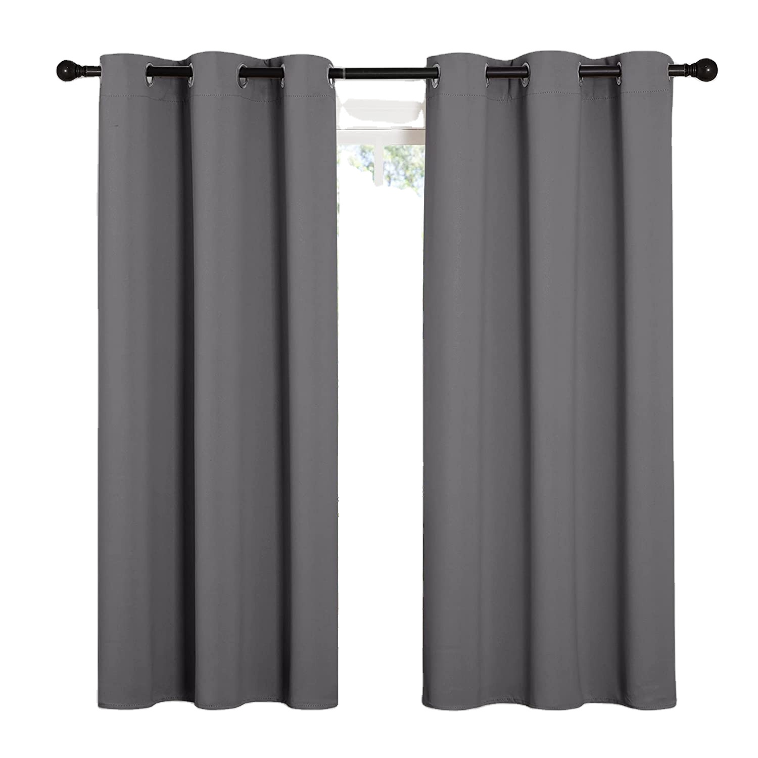 ATAYA Thermal Insulated Solid Grommet Blackout Curtain For Bedding Room