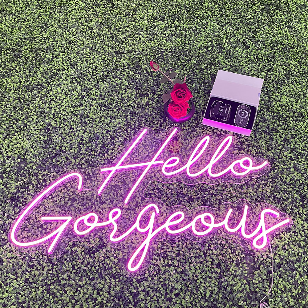 Dropshipping electronic signs HELLO GORGEOUS neon sign hello gorgeous led logo neon light for store sign