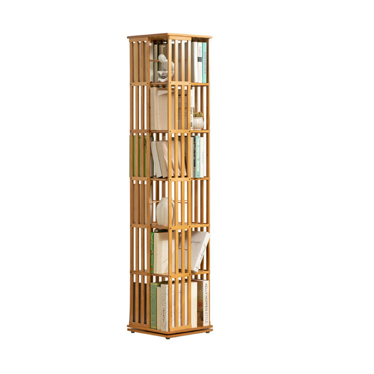 New style of bamboo revolving bookstand corner shelf and storage