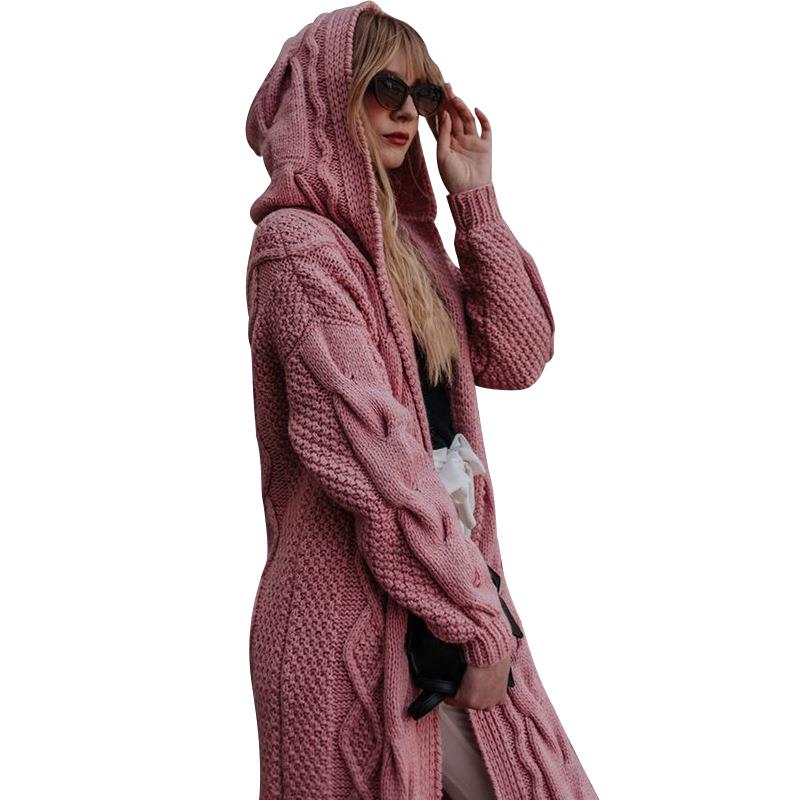 factory wholesale custom lady plus size long acrylic hoodies sweaters vintage loose cardigan knit sweater for women