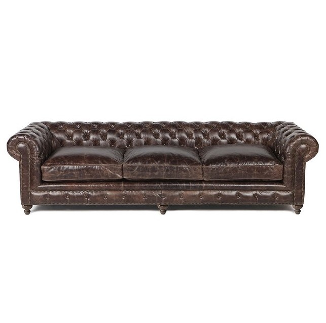 Нескользящее кресло-шезлонг chesterfield, антикварная мебель, коричневый кожаный Ретро промышленный кожаный диван для гостиной