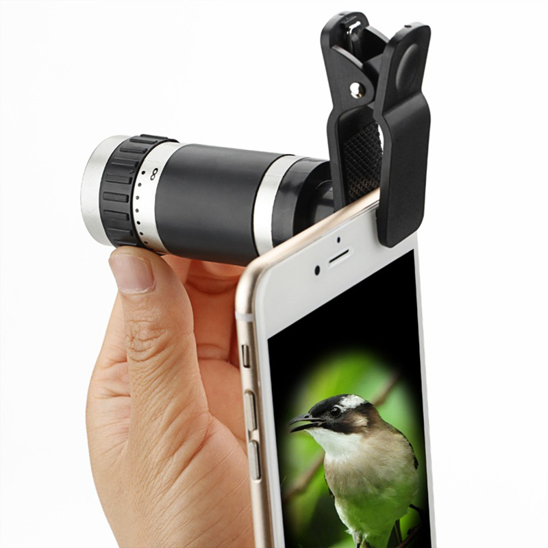 Universal 8*18 Zoom Telescope Len Telephone Lens Optical Mobile Camera Telephoto phone len with clip for Iphone 7 Samsung Galaxy