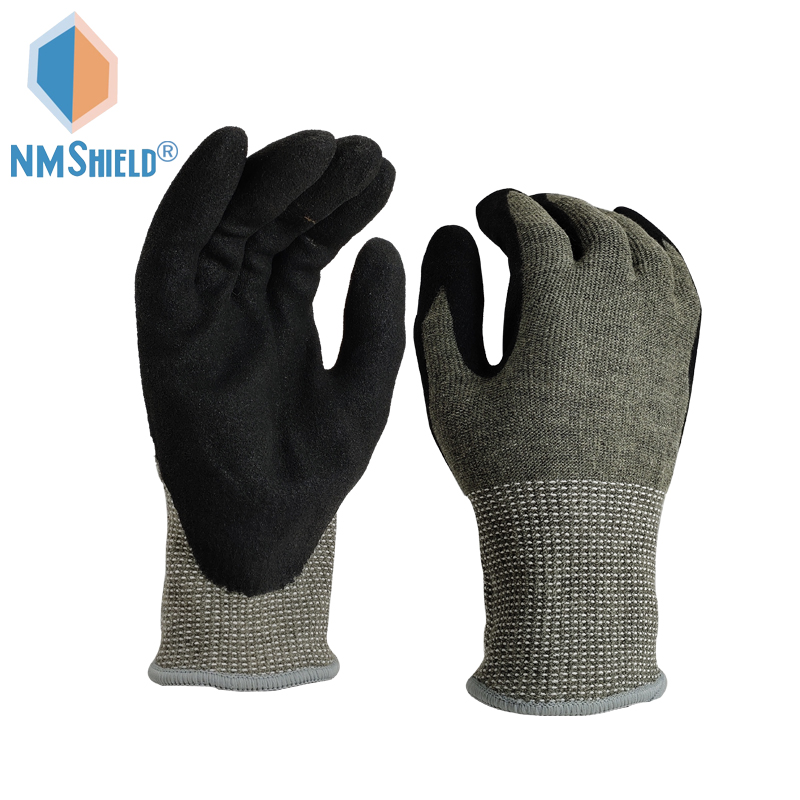 Маслостойкая перчатка NMSHIELD ANSI A9 песчаного цвета, нитриловая перчатка из арамидного волокна, антирежущая перчатка