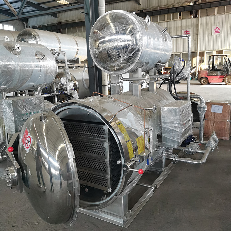 Full automatic high pressure double kettles types retort food processing machine water spray type sterilizer