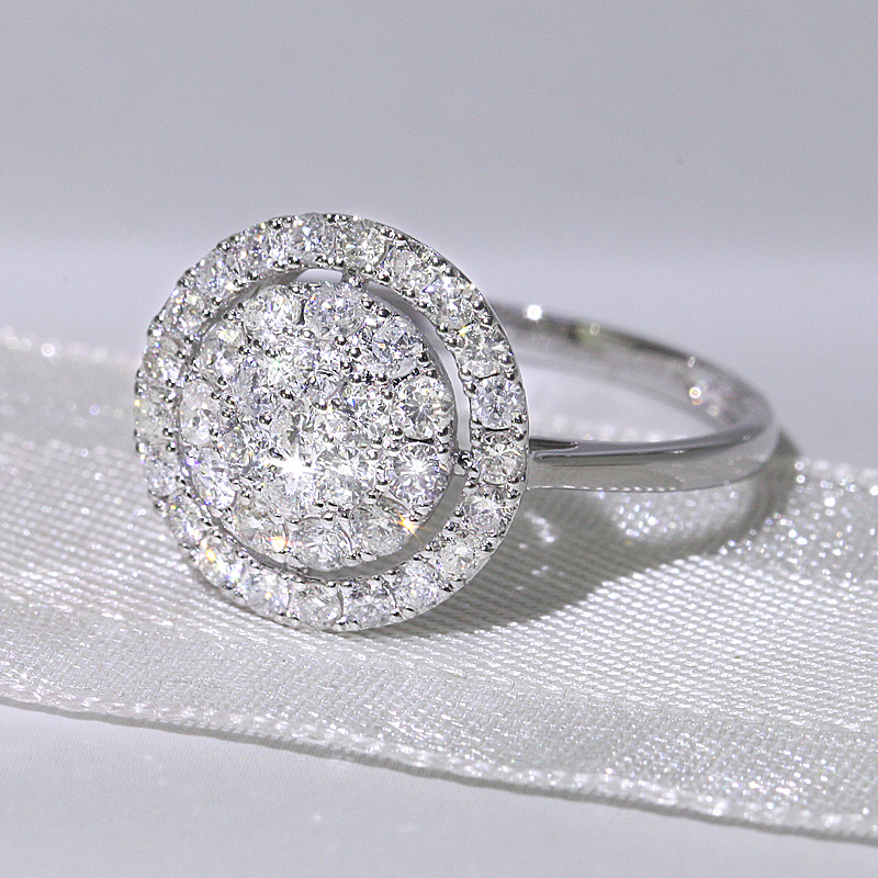 Factory wholesale Super bright 18k solid gold round diamond ring jewelry for women