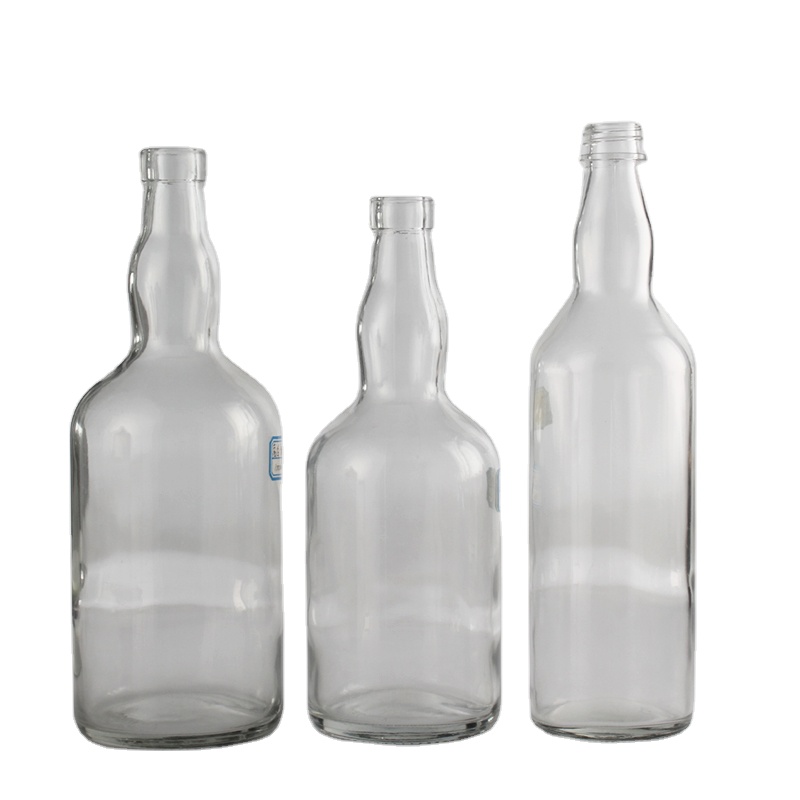 Wholesale Empty 750ml clear amber green round glass bordeaux wine bottles with cork stopper lid