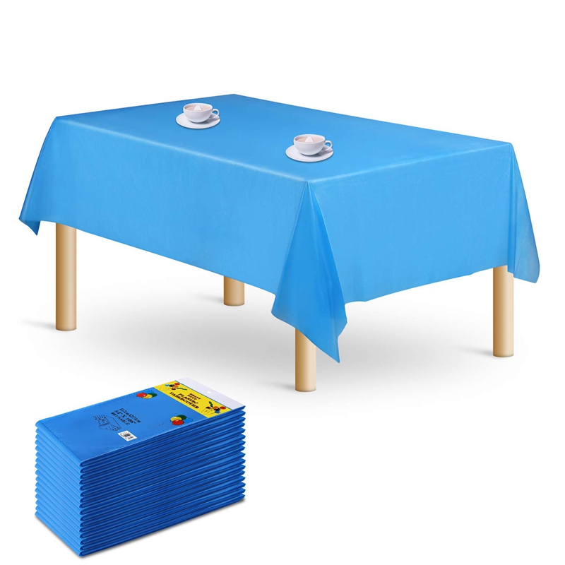 Bule Elegance Rectangle Plastic wedding Tablecloth Premium Disposable plain color table cloth