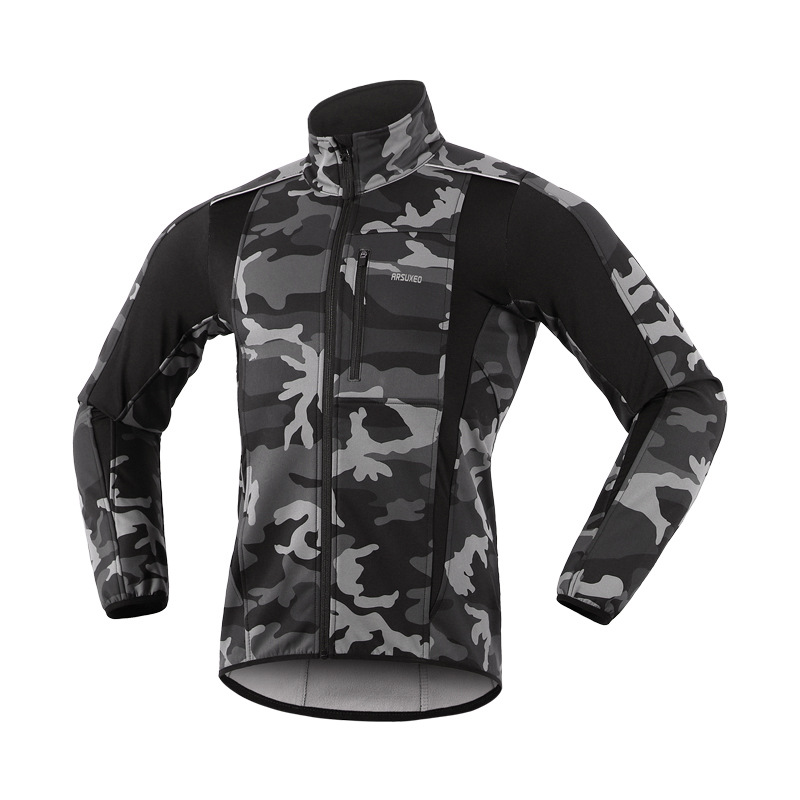 Winter windshield and rain sports fleece warm cycling wear camouflage jacket with fleece