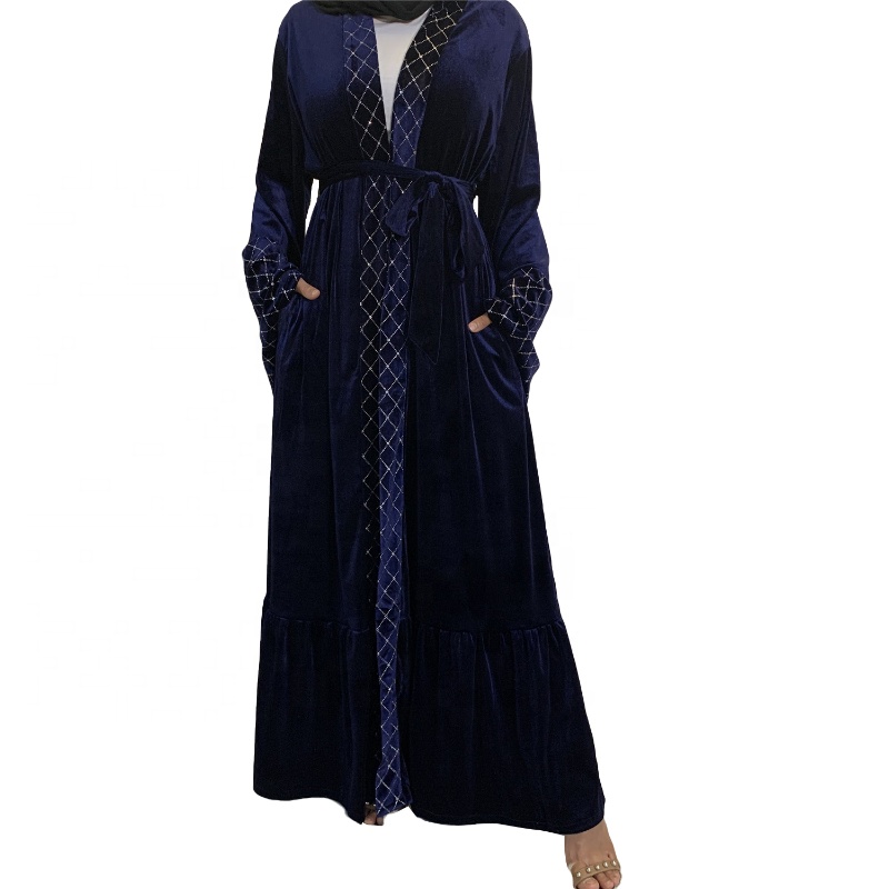 Islamic Muslim Clothing Winter Open Gilding Velvet Abaya Islam Abayah For Women
