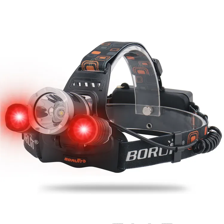 RJ-3000 red light high lumen led headlamp with led T6 head lights USB rechargeable head lamp for hunting