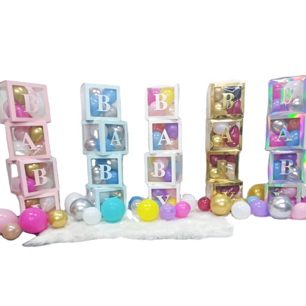 Прозрачный Baby Shower коробки объявление о поле для вечеринок воздушные шары коробка объявление о поле ребенка детские блоки