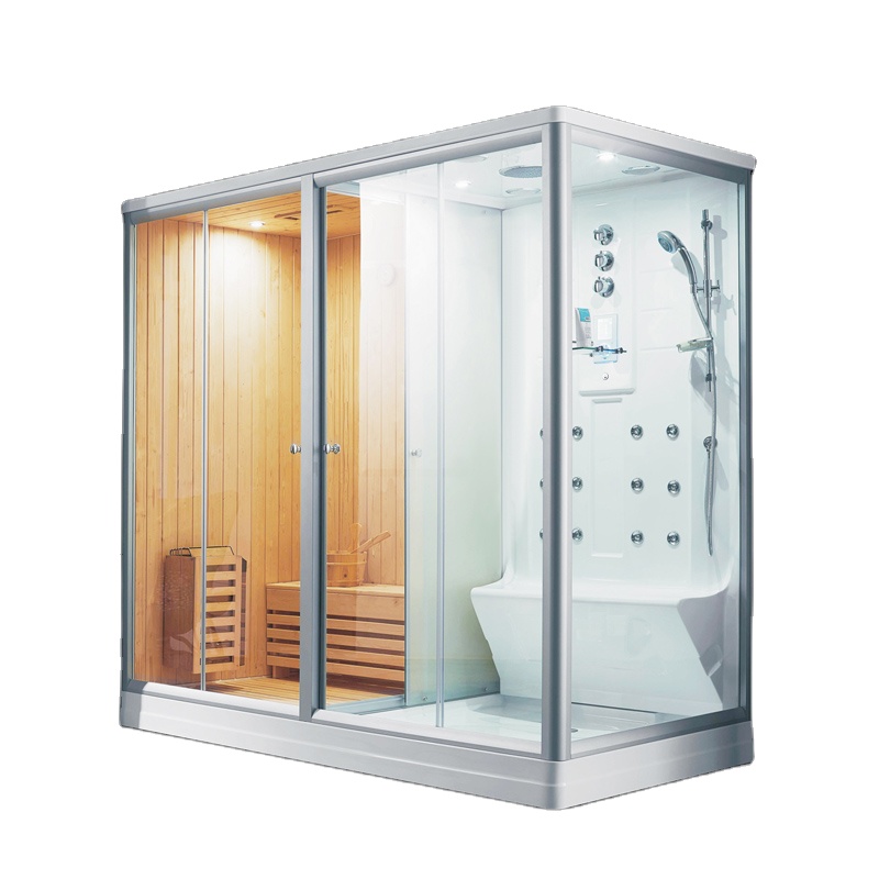 MY HOME Modern indoor bathroom solid wooden steam cabinet sauna room shower