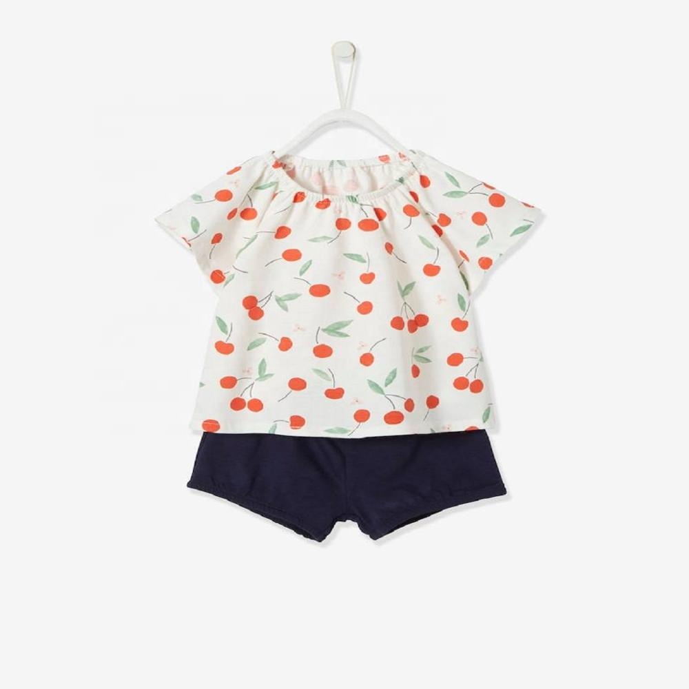 Anti bacterial, cherry print clothes type products for baby girls