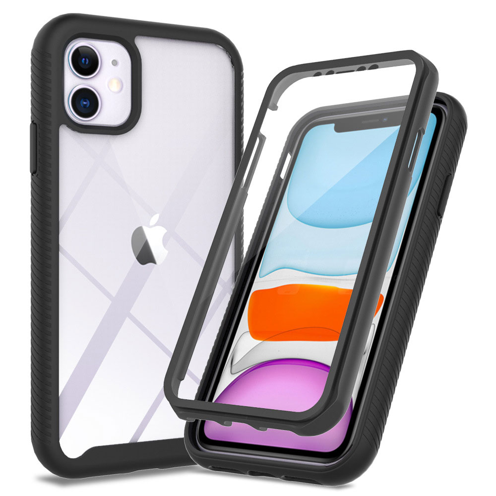 Жесткий чехол для телефона iPhone 11 12 Pro Max TPU PC 2 в 1 Гибридный прозрачный жесткий прозрачный ударопрочный 360 Полный Чехол