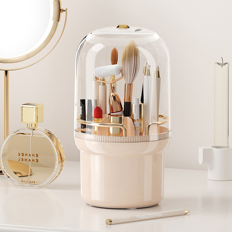 ShuangQing 3468 Copper Bedroom Dressing Table Rotating Storage Barrel for Jewelry Organizing