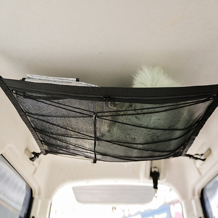 Car Ceiling Storage Net Pocket Car Roof Storage Bag Interior Car Ceiling Cargo Net Pocket Adjustable Sundries Storage Pouch