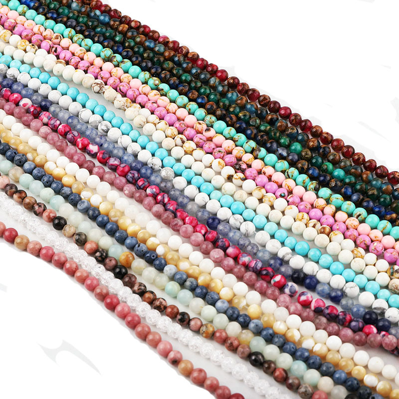 Wholesale 4/6/8/10mm Natural Stone Beads Gemstone Shell Turquoise Round Loose Beads for Jewelry DIY Making