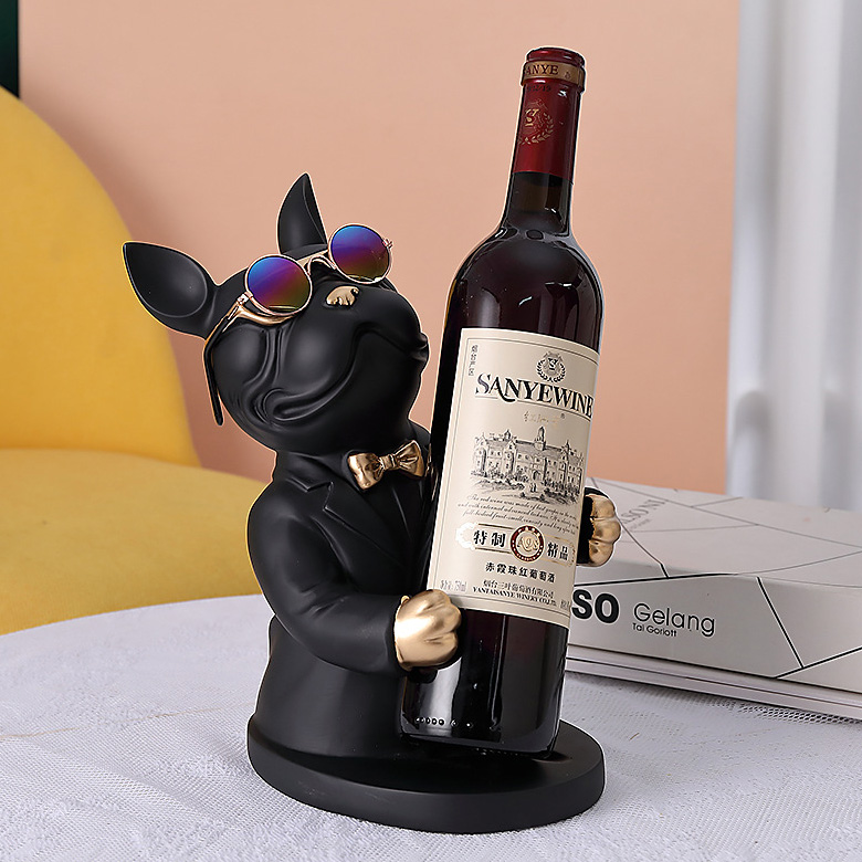 Cool dog bar black orange grey colour dining silicone wine kitchen new unique decor glass holder rack custom resin figurine