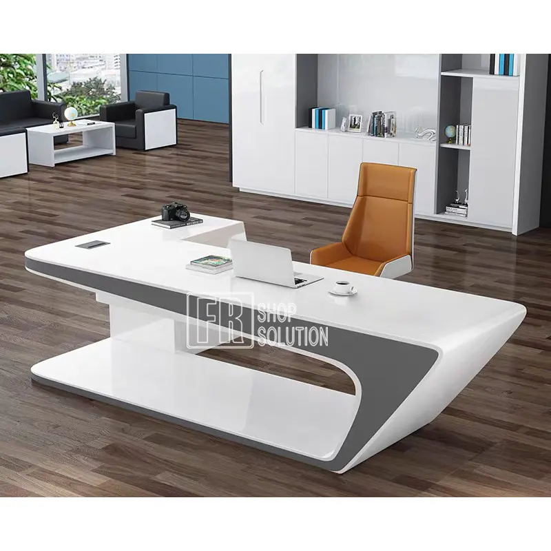 Frch Wholesale Modern L Shaped White Executive Boss Manager Office Hand Furniture of Office desk White
