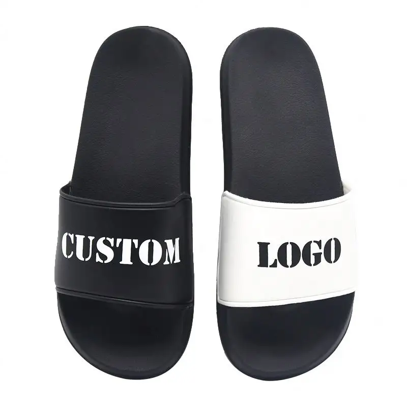 C&Y 2021 cheap plain customized design 3d screen print slipper, custom logo man pu slide sandals, blank sublimation slides