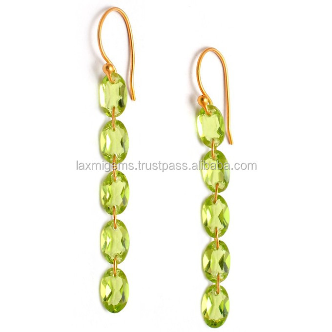Latest Design Oval Shaped Peridot Faceted Gemstone 925 Silver Handmade Earring Jewelry Supplier
