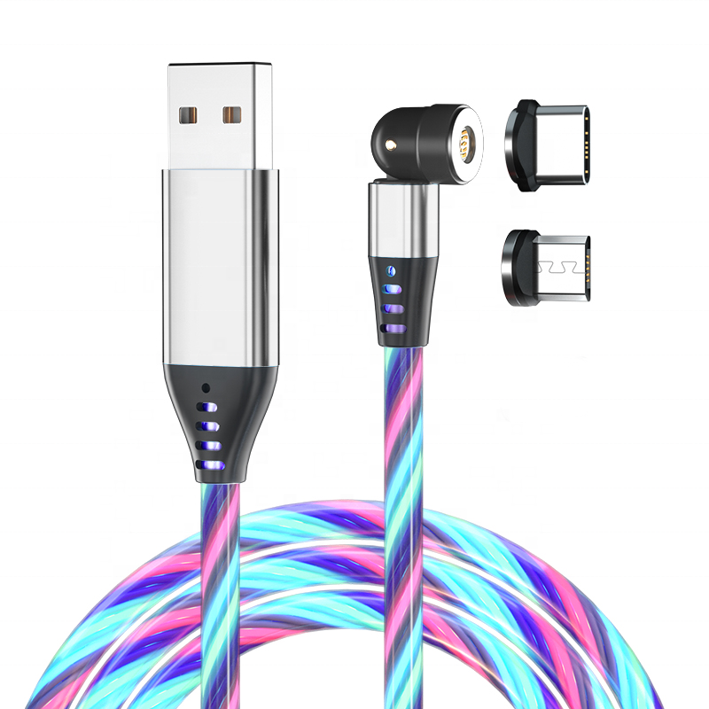 2021 новый классный дизайн 2 м 540 градусов светодиодный магнитный 3 в 1 USB-кабель для iPhone/для Type C/для Micro