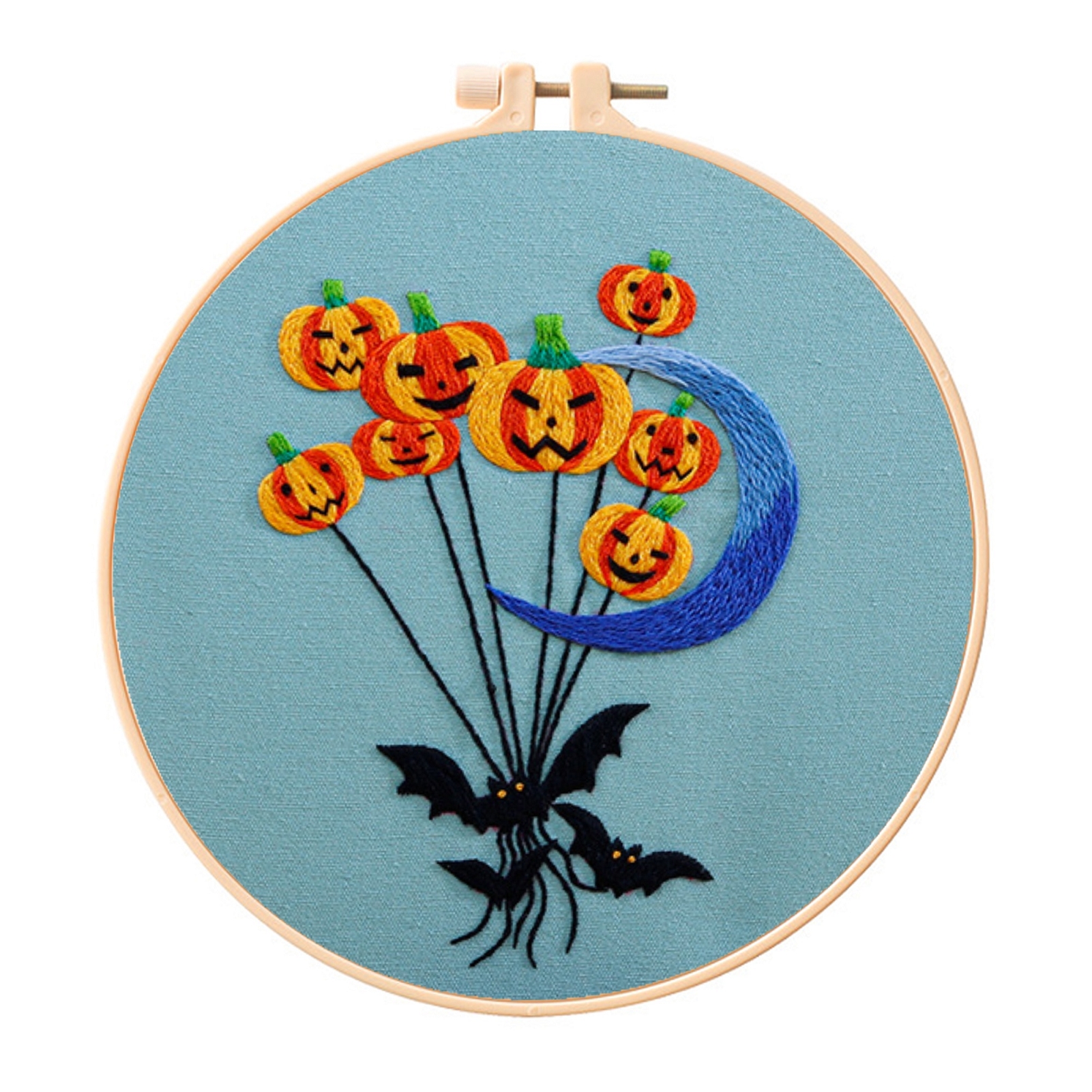 Halloween Embroidery Starter Kit with Hoop, Thread, Needles, Full Kit, DIY Craft for Beginner