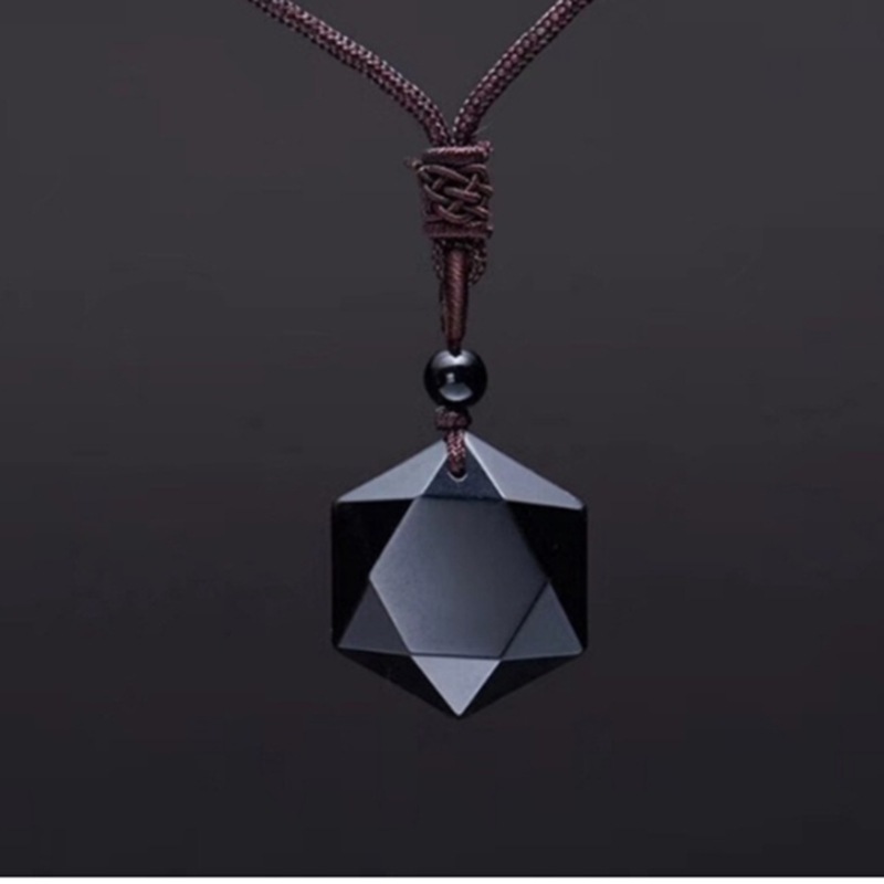 spiritual products crystal necklace natural stone black obsidian crystal pendent for gift