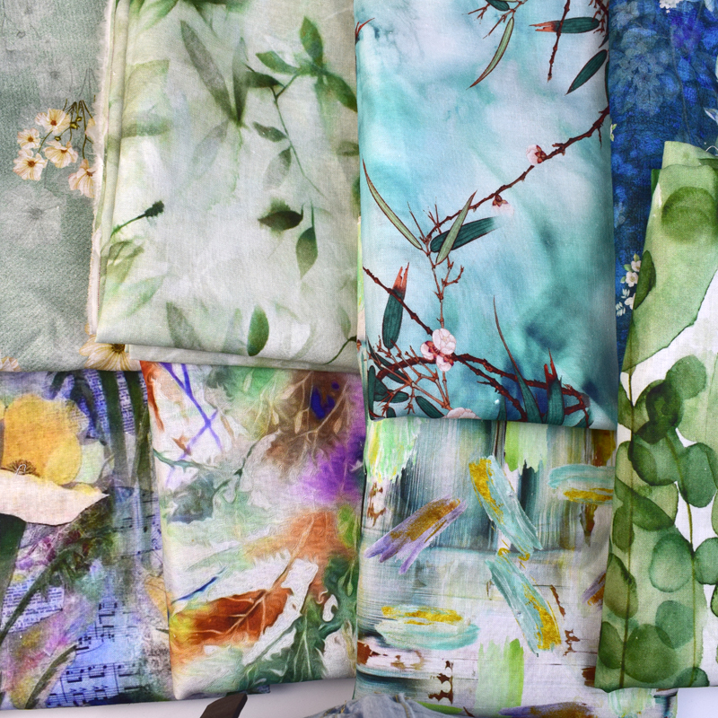 Custom Printed OEM ODM 14mm Mulberry Silk and Linen Blended Fabric Linen Silk Blend Fabrics for Dress
