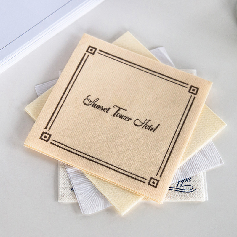 Virgin unbleached pulp biodegradable 2 Ply embossed brown bamboo printed paper table napkin