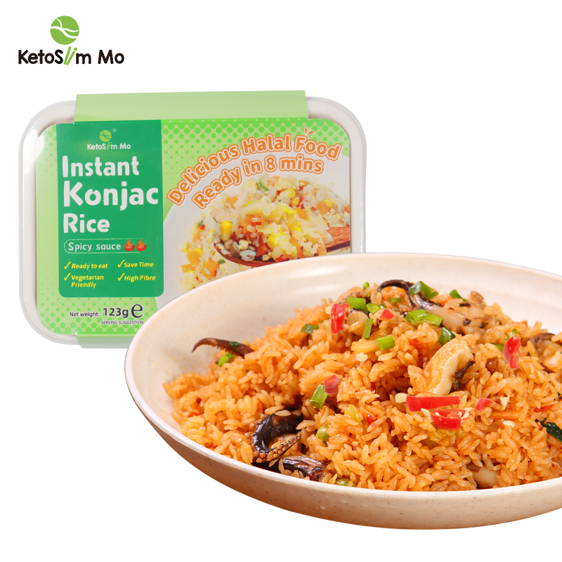 Meal Replacement Save Time Halal Spicy Sauce Keto Friendly Protein Dried Konjac Rice Self Heating Shirataki Rice