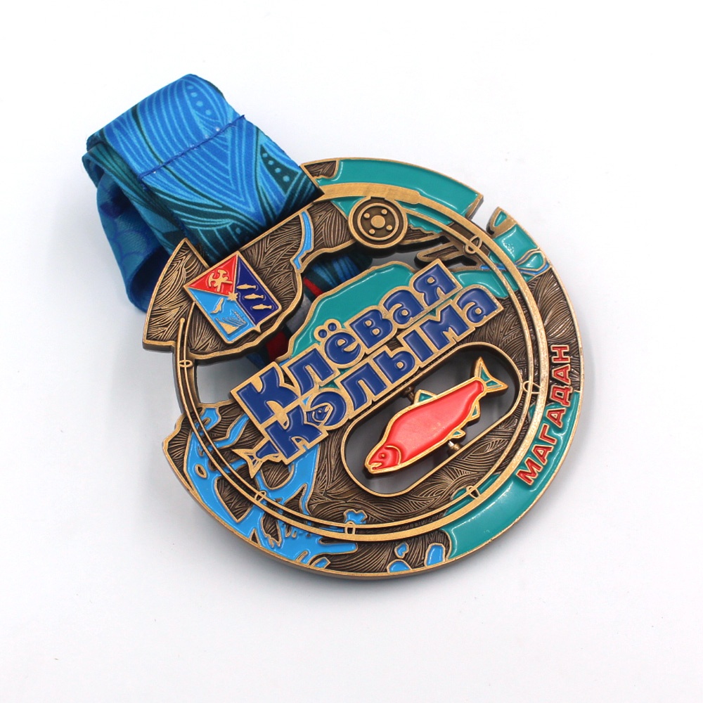 Customized logo metal antique style spinning medal with fast delivery