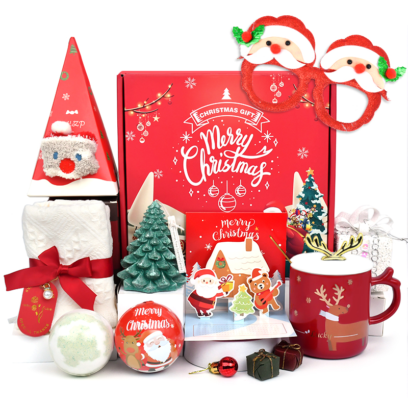 Custom Business Gift Set Luxury Ceramic Mug Christmas Tree Candles Bathing Gift Box Set Christmas Gift Set For Women Men