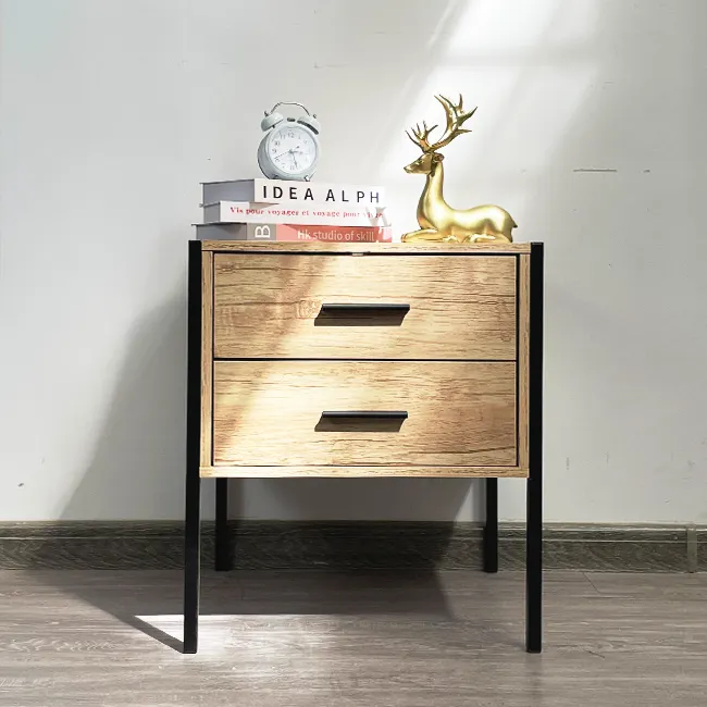 Double Drawer Is Made Of Strong Mdf Material Night Stand Floating Nightstands Bedside Table