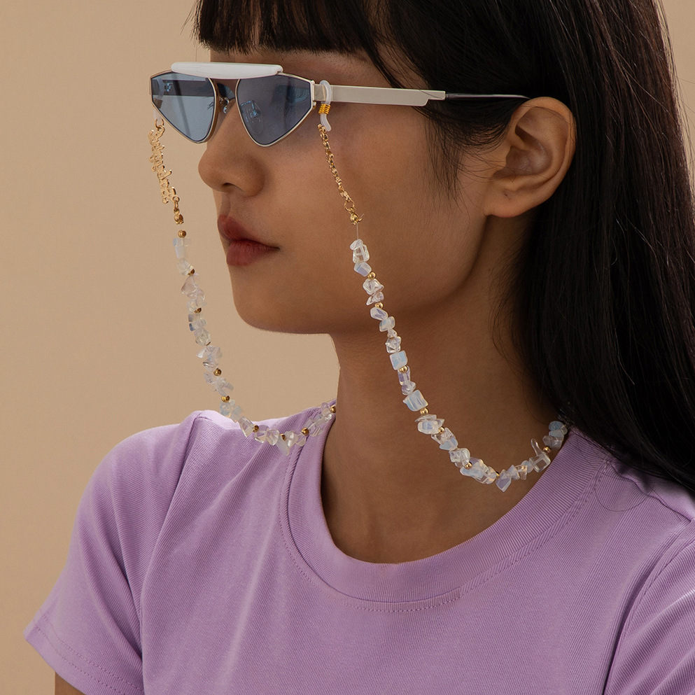Irregular stone sunglasses chain accessories women fashion crystal eyewear chain fancy glasses chain rope