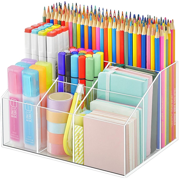 Desk Sets One-Stop Service factory multi functional acrylic pens and pencils holder desk organizer acrylic