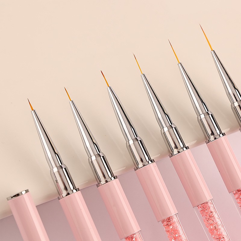 Luxury professional economical pink dotted head 7pcs nail art brush liner set private label 3d