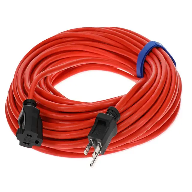 100 ft Outdoor General Extension Cord 16/3 SJTW, 3-Prong Grounded Plug, Orange, Water & Weather Resistant Flame Retardant