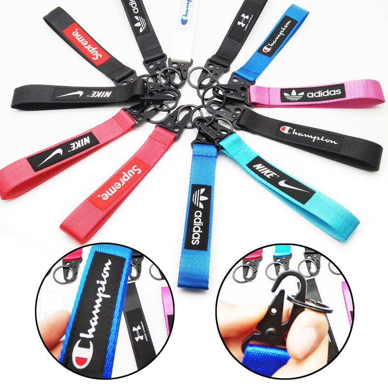 Thicken Wristlet Webbing Strap Lanyard Olecranon buckle Wrist Key Chain Holder Wristlet Anti-lost Sling for Office 73 Colors