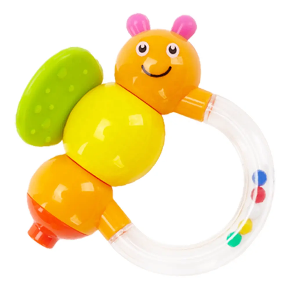 Infant Plastic Educational Baby Safety Silicone Transparent Handle Funny Blow Air Rattle Toy
