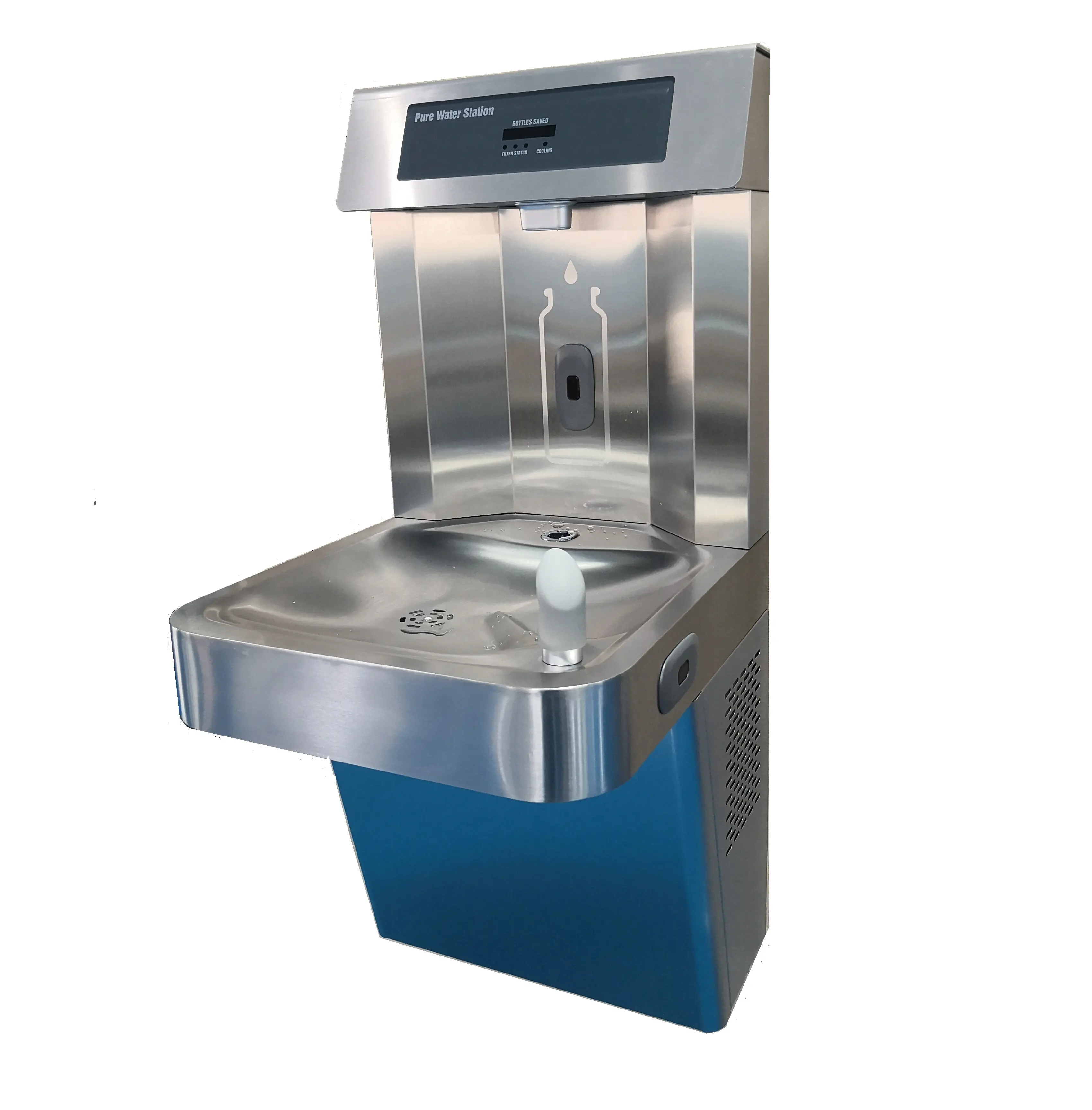 Public wall mounted directly drinking stainless steel water dispenser outdoor cold drinking fountain