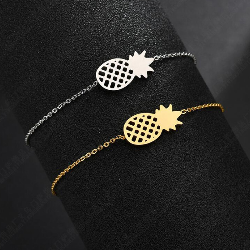 Wholesale Pineapple Infinite Charm 18K Gold Plated Bracelets Women Stainless Steel Jewelry Accessories