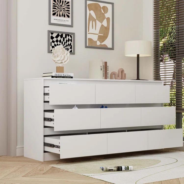 Bedroom Furniture Set Full Size 9 Drawers Chest of Drawers Six Drawer Dresser for Clothes
