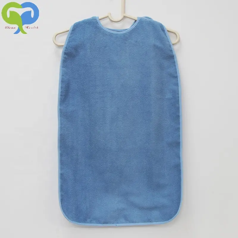 Terry Cloth Adult Bib Waterproof Aprons For Eating Reusable Mealtime Clothing Protector For Elderly And Patients Washable